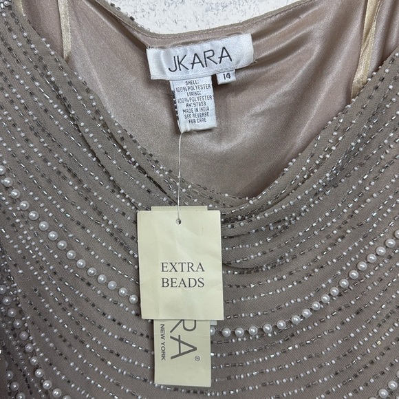 (R3) JKARA vintage Size 14 Full Length Champagne Beaded Formal Dress NWT - Picture 6 of 13